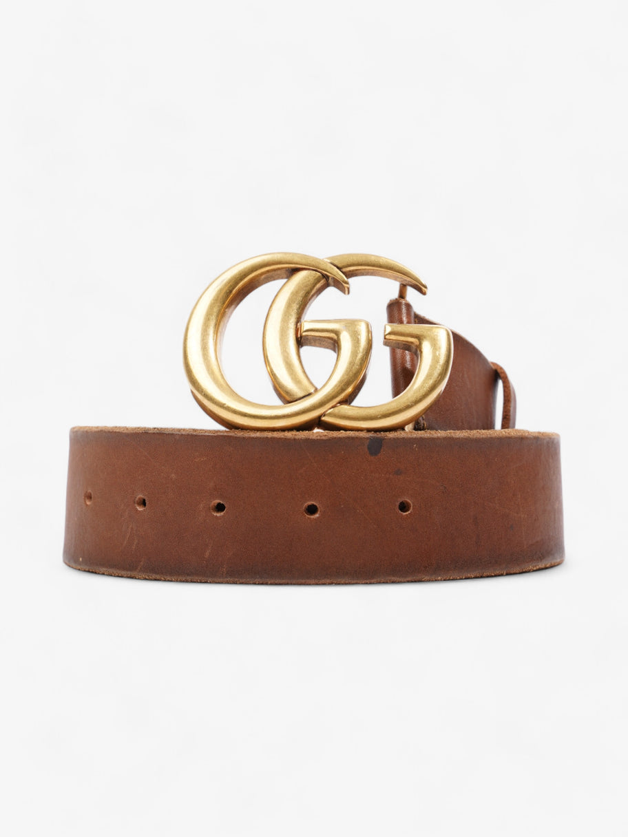 Gucci GG Marmont Wide Belt Brown / Gold Leather 85cm / 34