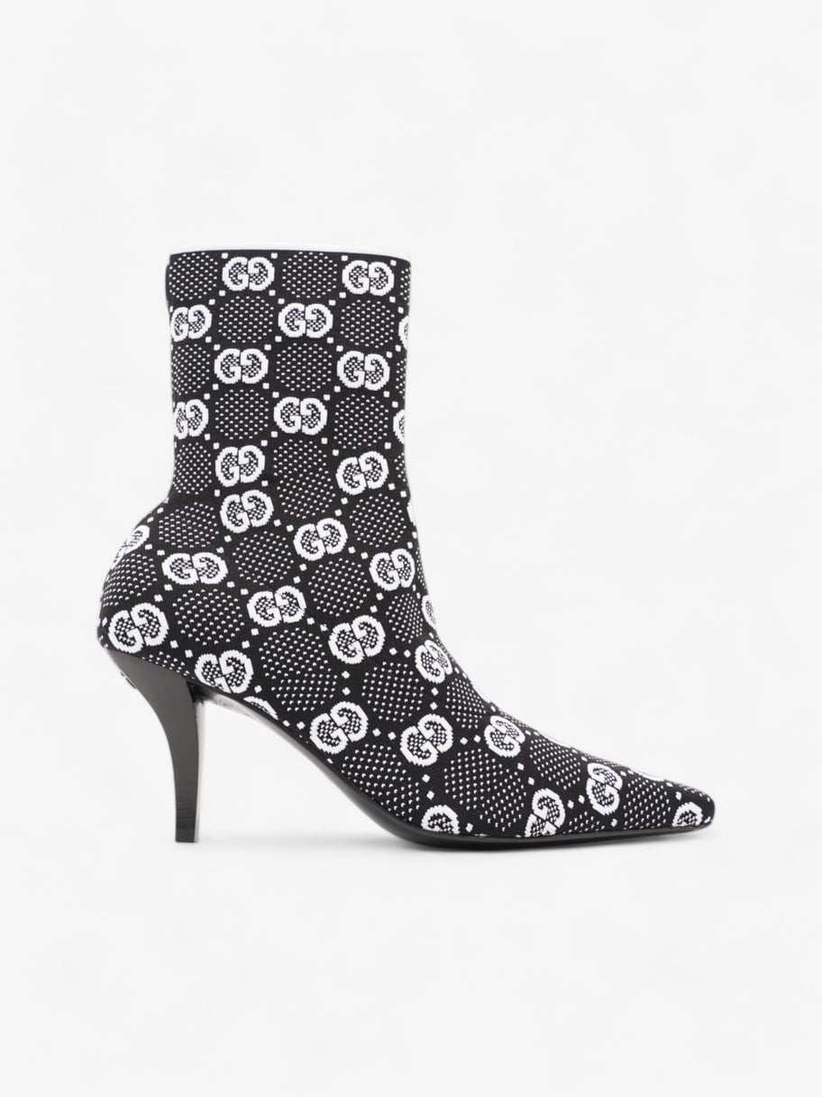 Gucci GG Ankle Boot 80 Black / White Knit EU 38 UK 5 Image 1