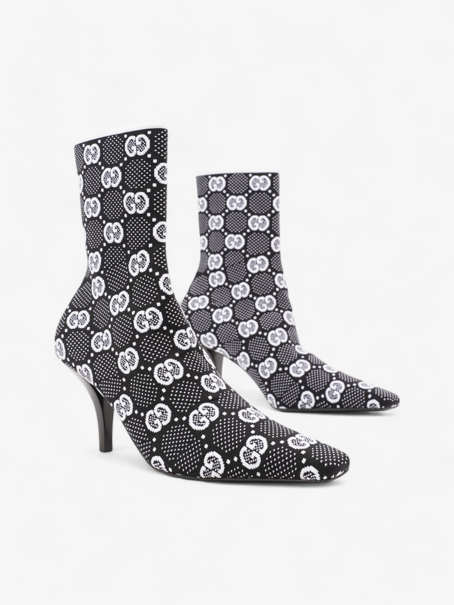 Gucci GG Ankle Boot 80 Black / White Knit EU 38 UK 5 Image 2