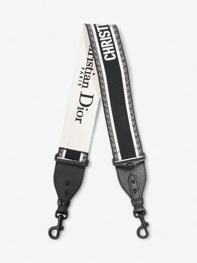  Christian Dior Shoulder Strap Ultramatte Black / White Cotton