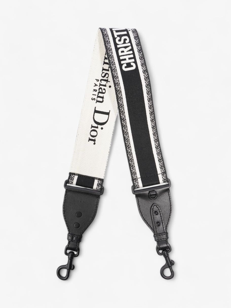 Christian Dior Shoulder Strap Ultramatte Black / White Cotton Image 1