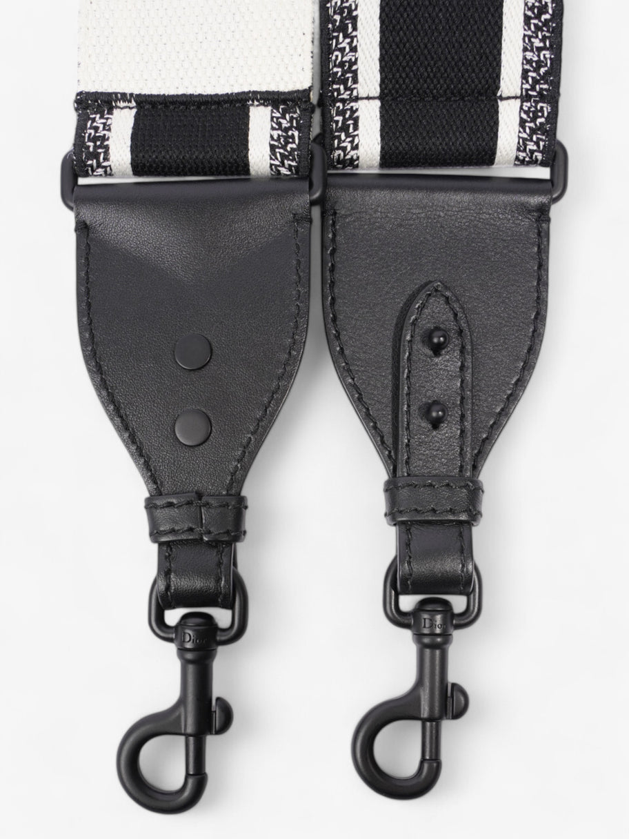 Christian Dior Shoulder Strap Ultramatte Black / White Cotton Image 4