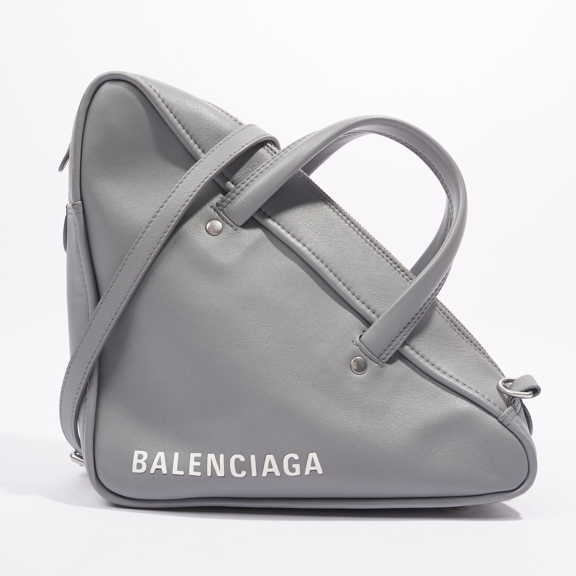 Balenciaga Triangle Bag Grey Small Grey Leather Small Luxe