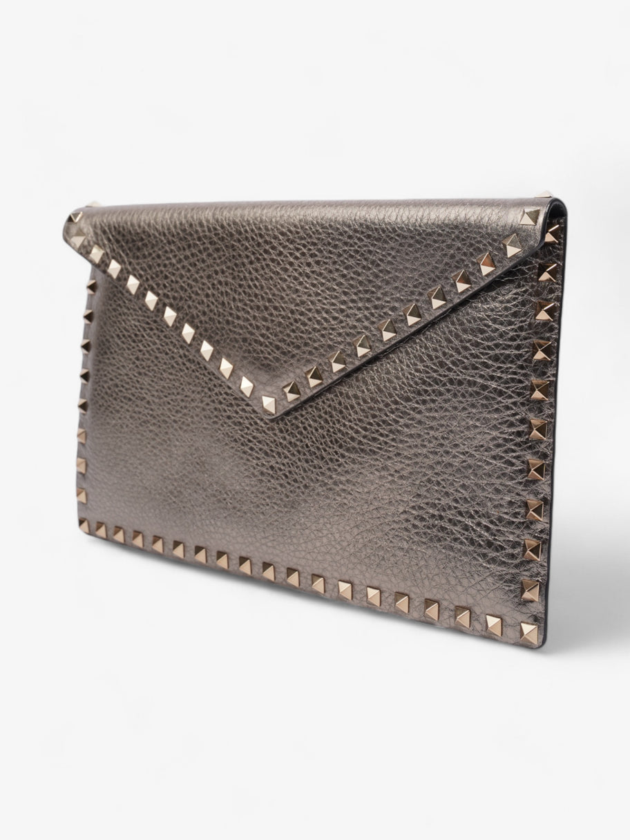 Valentino Rockstud Envelope Clutch Bronze Calfskin Leather Luxe Collective