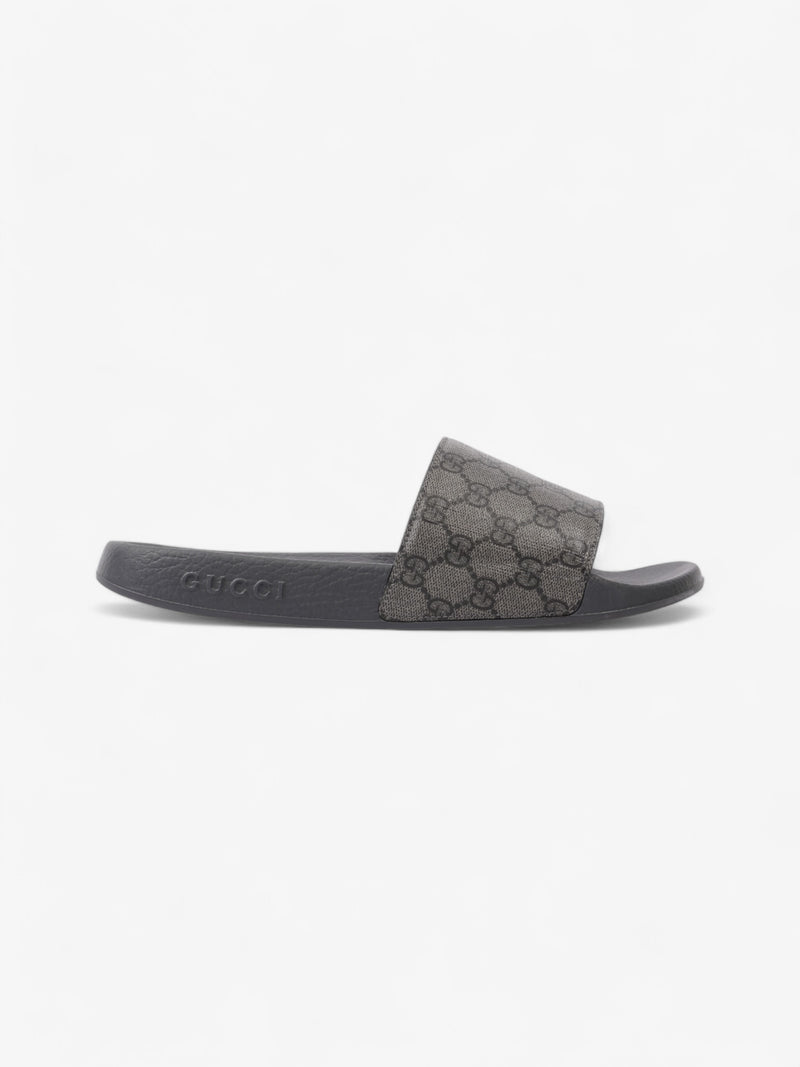  Gucci GG Slides Grey / Black Coated Canvas EU 45 UK 11