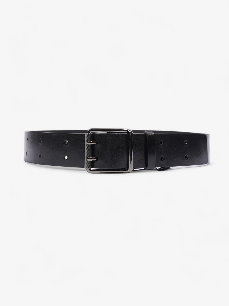 Large Buckle Belt Black Leather 36 Image 1