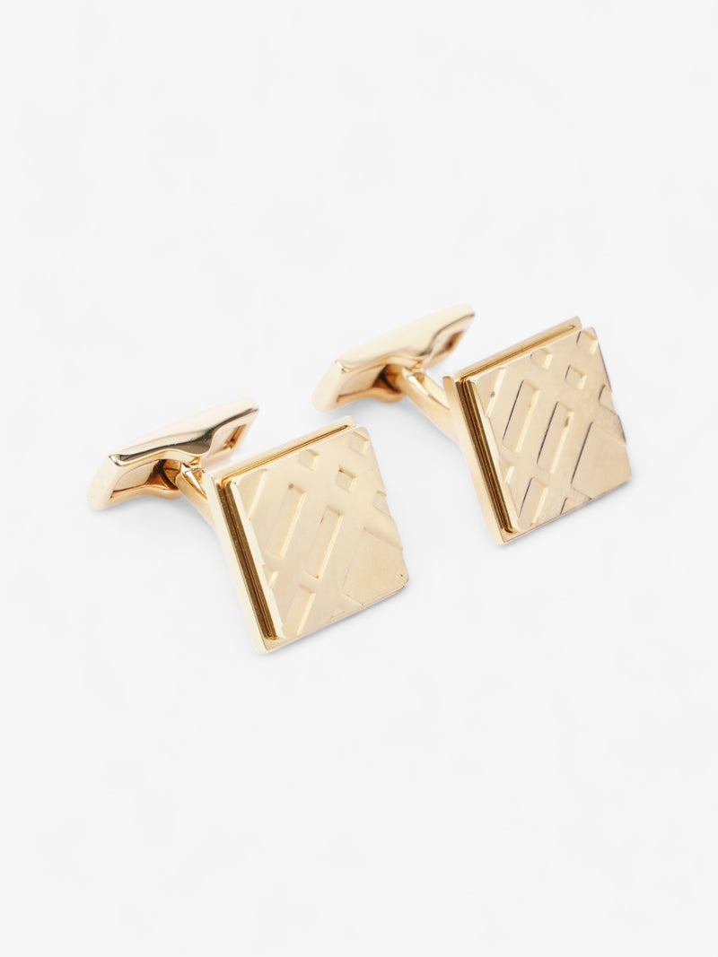  Gold Check Cuff Links Gold Base Metal