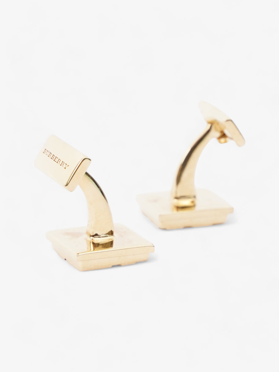 Burberry Gold Check Cuff Links Gold Base Metal Image 4