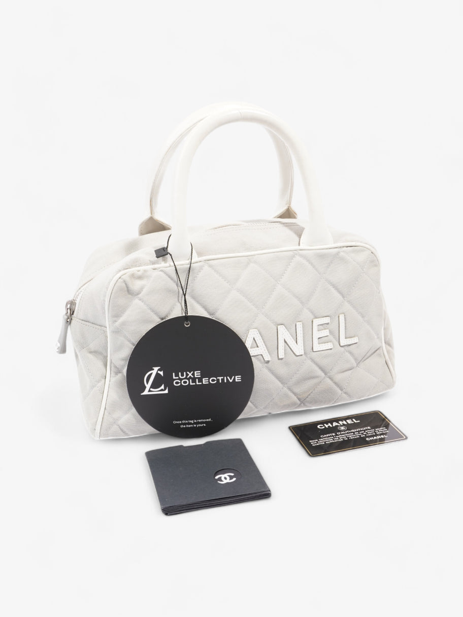 Chanel Sports Line Boston Bag Grey / White Cotton Image 10