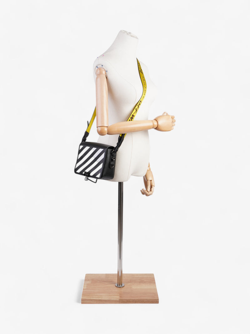  Off White Diag Flap Industrial Bag Black / White / Yellow Leather