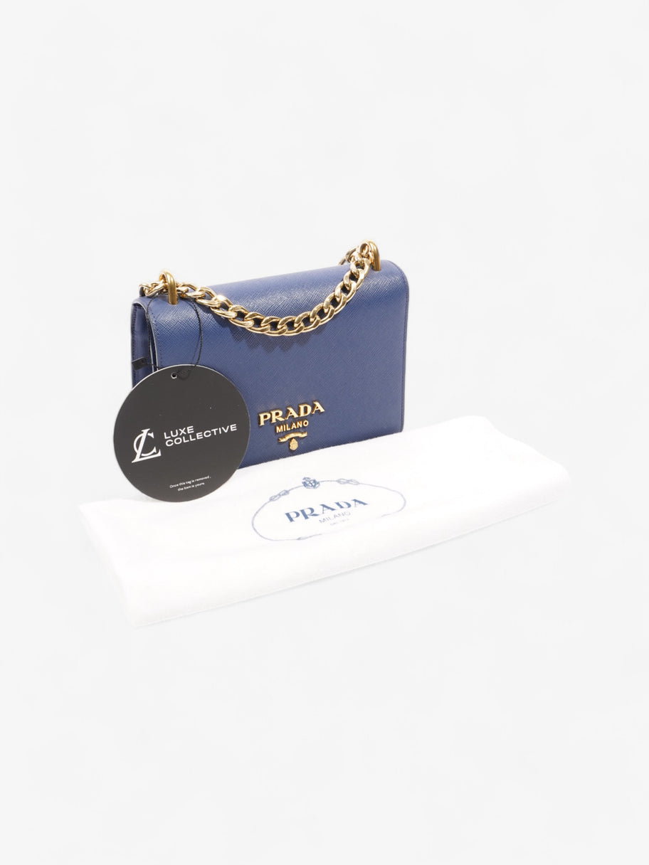 Prada Chain Shoulder Bag Cobalt Blue Saffiano Leather Image 9