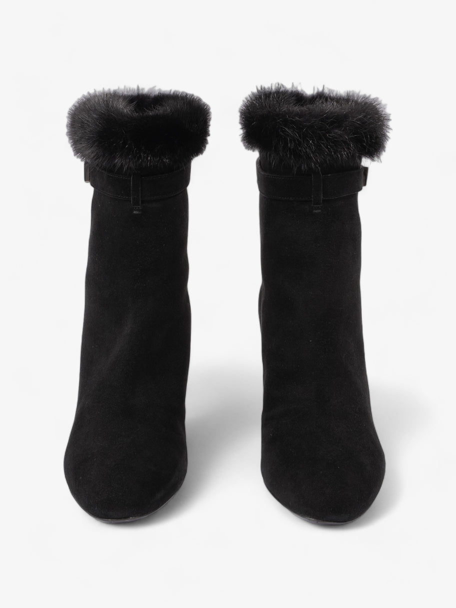 Fur Trim Ankle Boots 80mm Black Suede EU 37 UK 4 Image 8