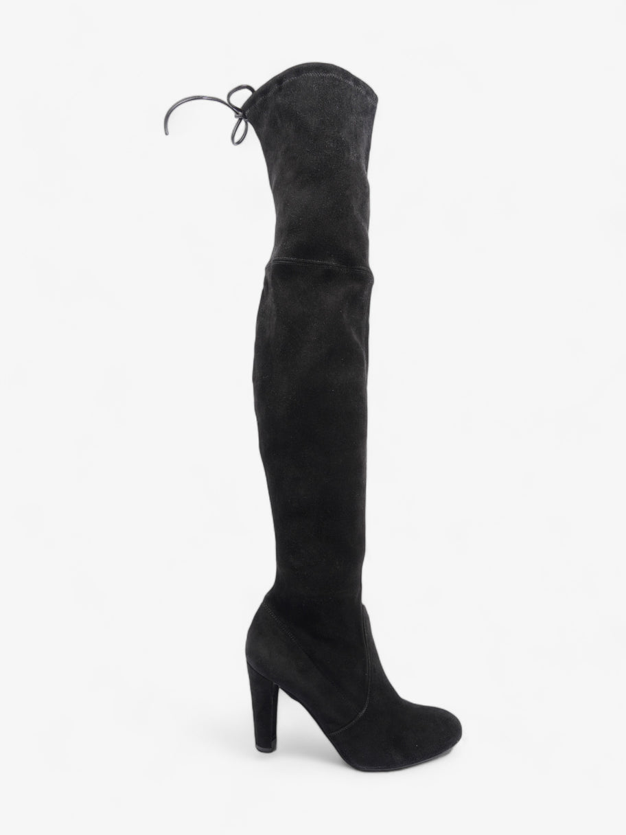 Jimmy Choo Knee High Boot Heels 115mm Black Suede EU 37 UK 4 Image 1