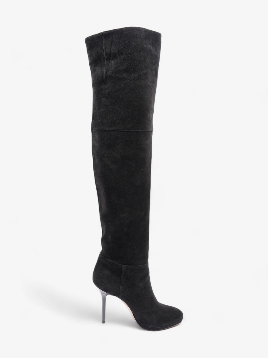 Jimmy Choo Knee High Boot Heels 115mm Black Suede EU 37 UK 4 Image 4