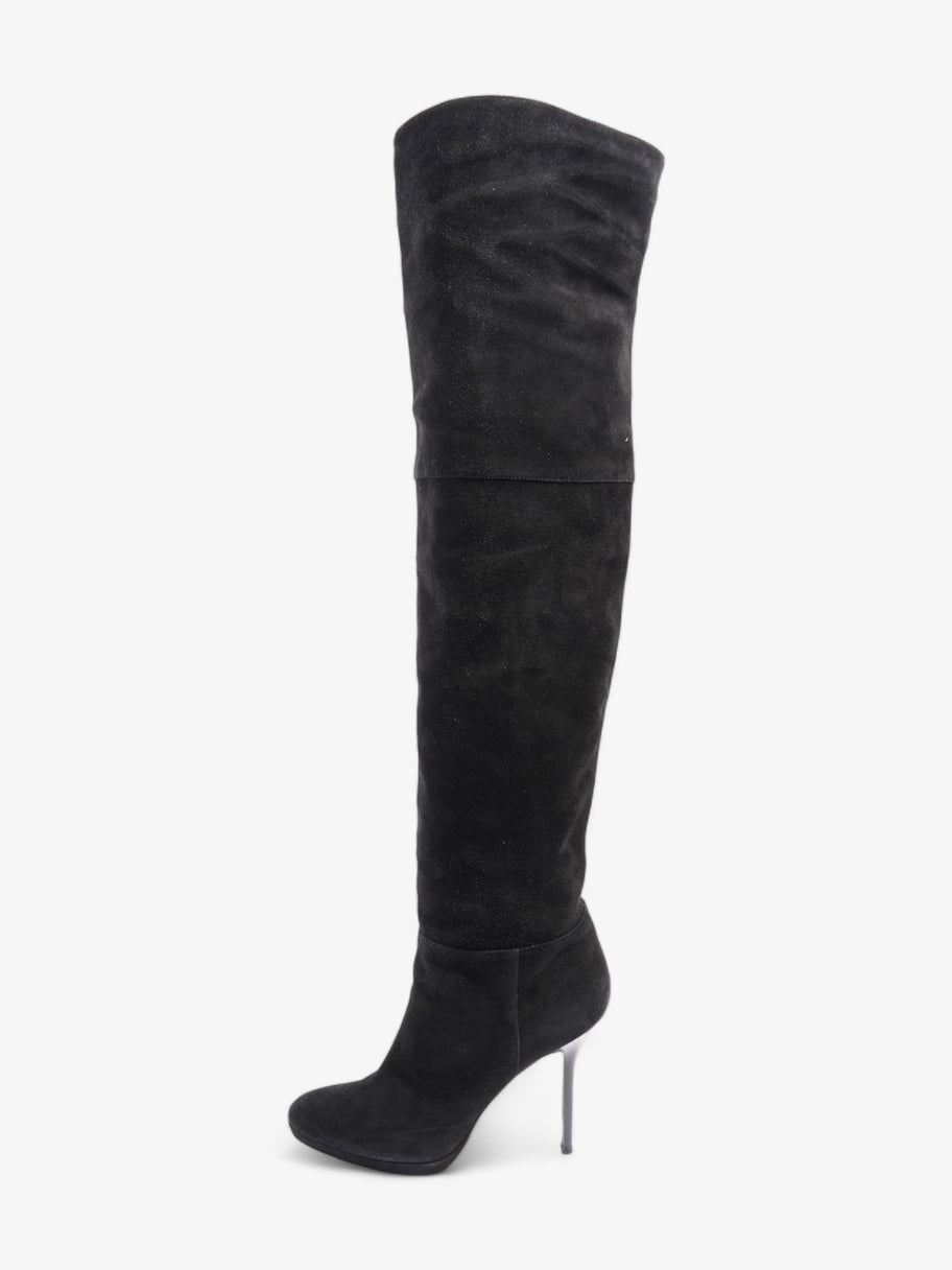 Jimmy Choo Knee High Boot Heels 115mm Black Suede EU 37 UK 4 Image 5