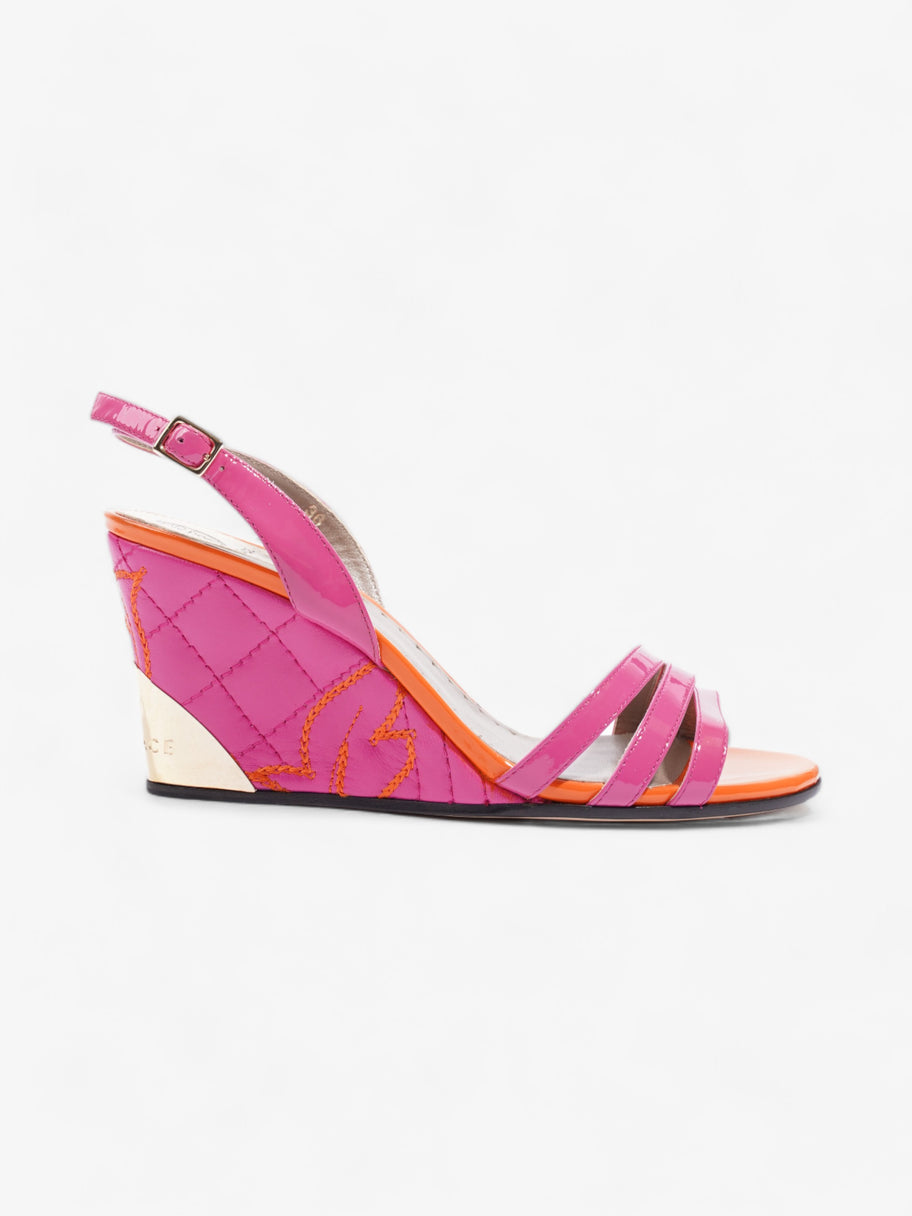 Versace Sandal Wedges 80mm Pink / Orange Patent Leather EU 36 UK 3 Image 1