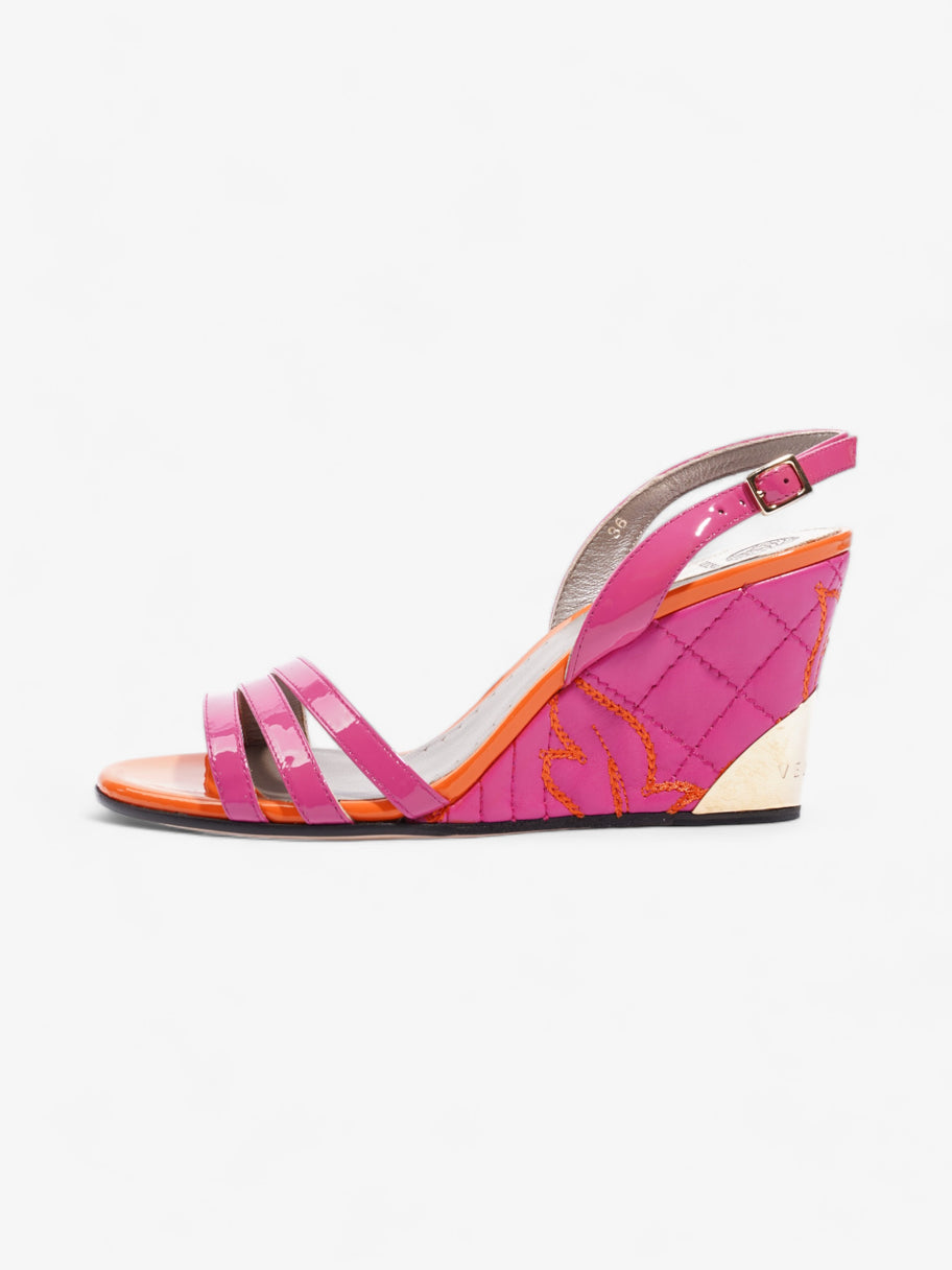 Versace Sandal Wedges 80mm Pink / Orange Patent Leather EU 36 UK 3 Image 5