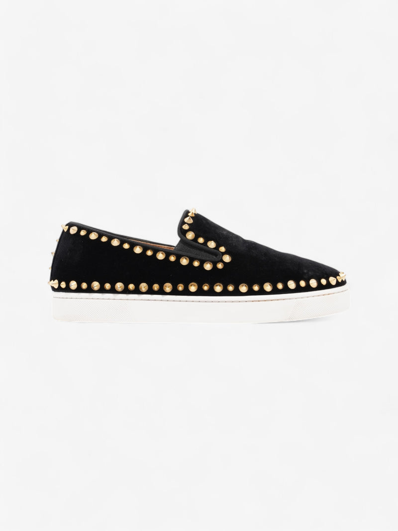  Christian Louboutin Pik Boat Black / Gold Velvet EU 39 UK 6