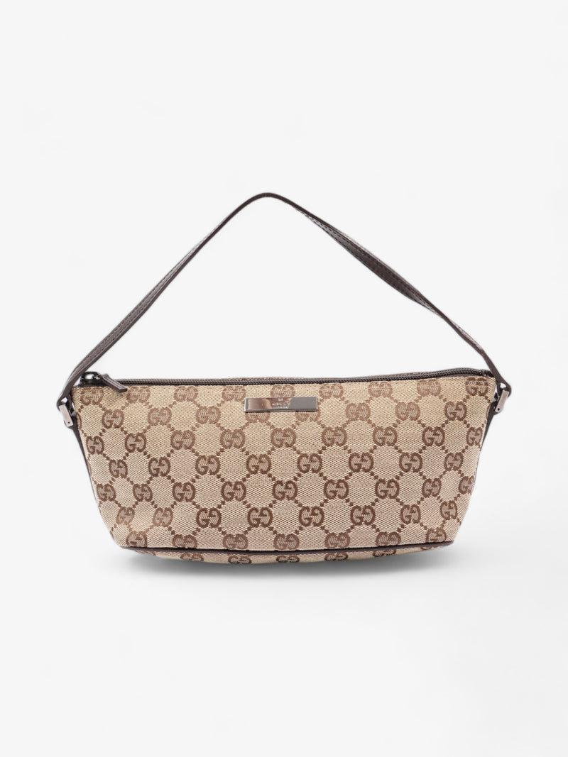  Gucci Boat Pochette Beige And Ebony GG Supreme Canvas