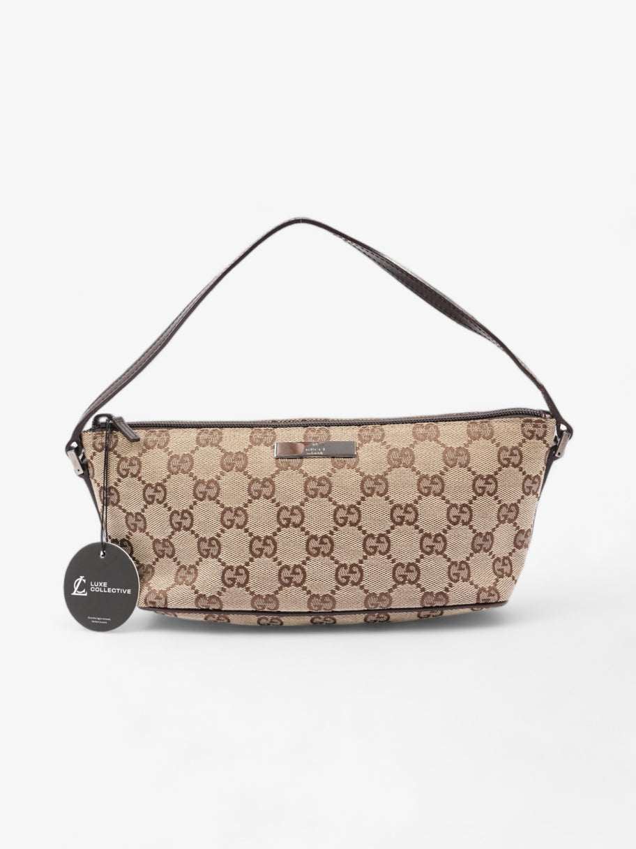 Gucci Boat Pochette Beige And Ebony GG Supreme Canvas Image 8