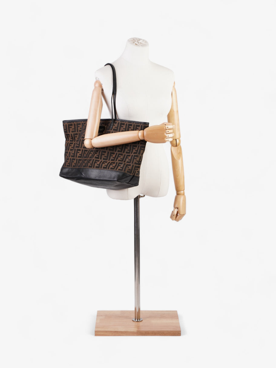 Fendi Roll Tote Tobacco / Black Zucca Canvas Image 2