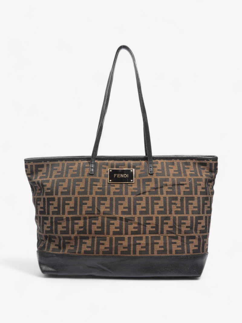  Fendi Roll Tote Tobacco / Black Zucca Canvas