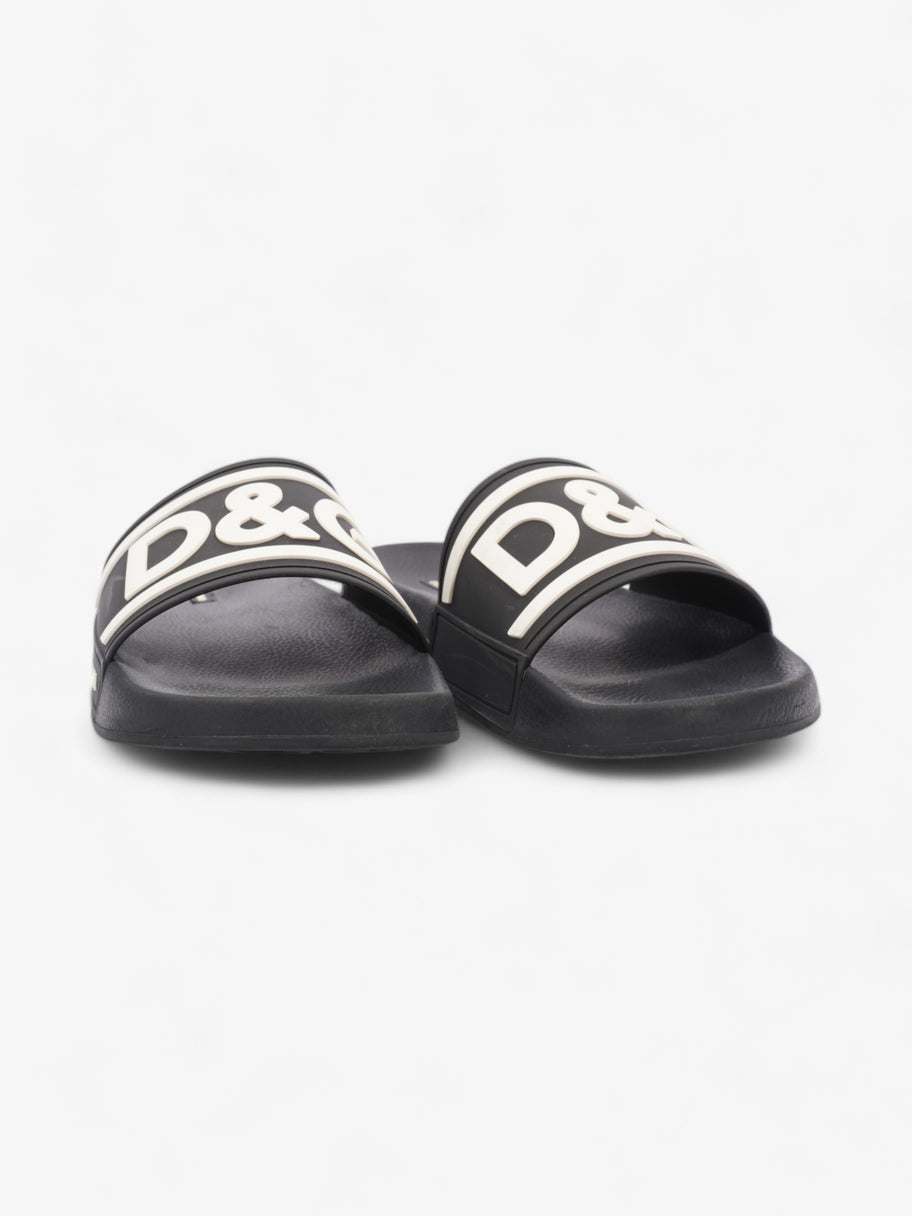 Dolce and Gabbana Logo Print Slides Black / White Rubber EU 44 UK 10 Image 2