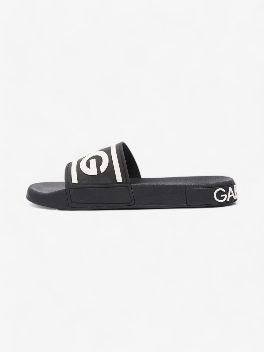 Dolce and Gabbana Logo Print Slides Black / White Rubber EU 44 UK 10 Image 3