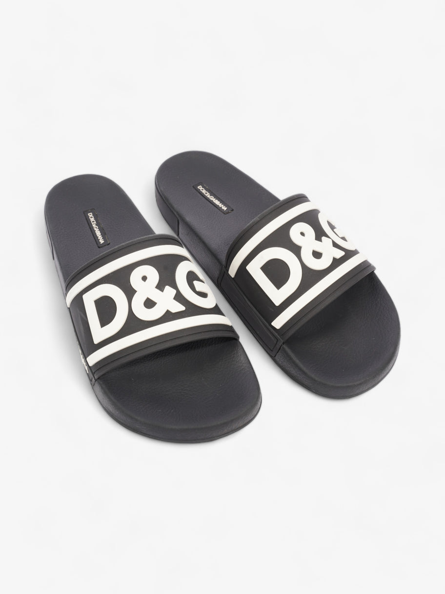 Dolce and Gabbana Logo Print Slides Black / White Rubber EU 44 UK 10 Image 8