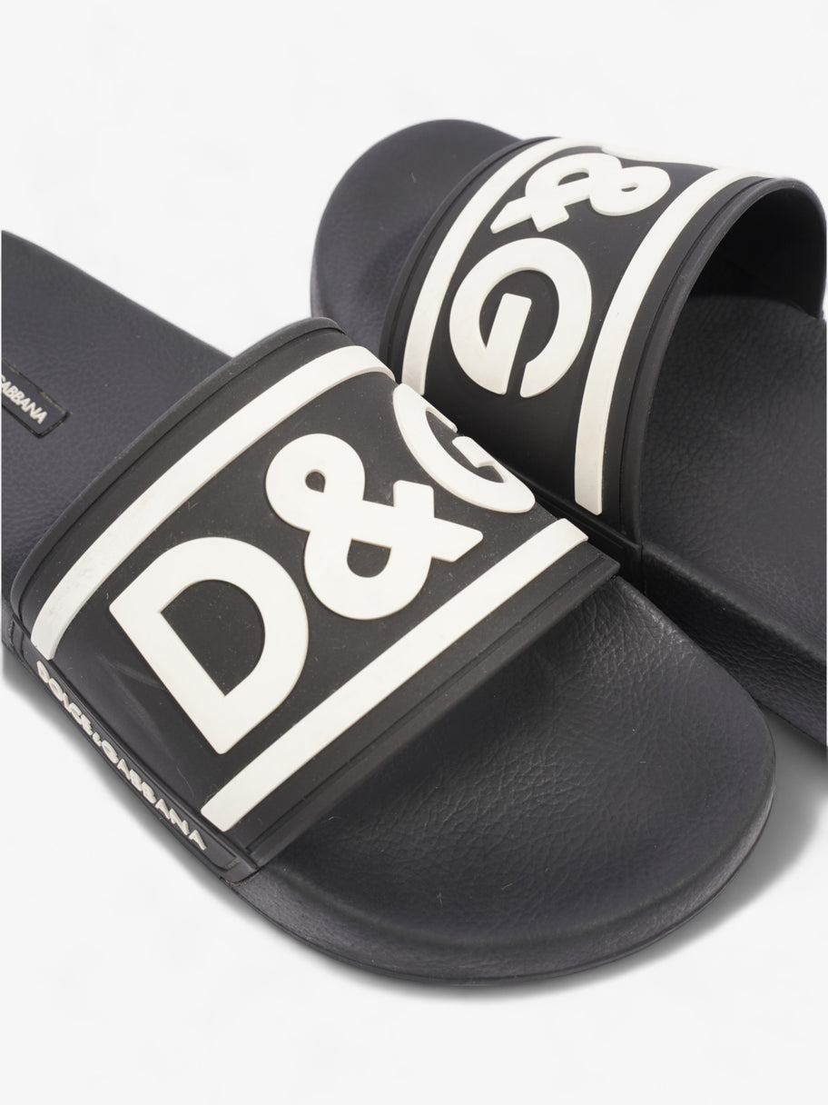 Dolce and Gabbana Logo Print Slides Black / White Rubber EU 44 UK 10 Image 9