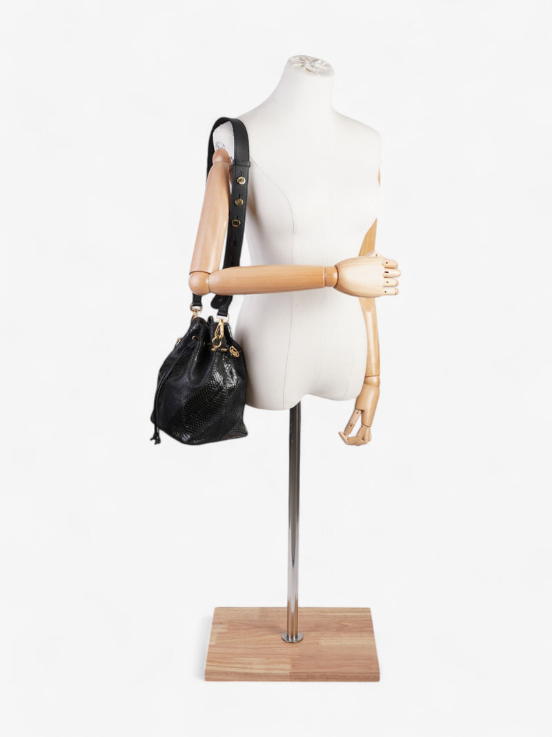  Fendi Mon Tresor Bucket Bag Black Embossed Leather