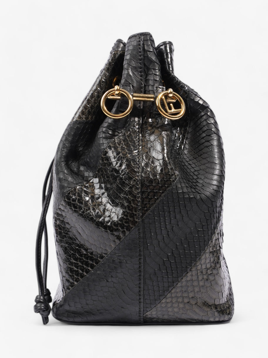 Fendi Mon Tresor Bucket Bag Black Embossed Leather Image 3