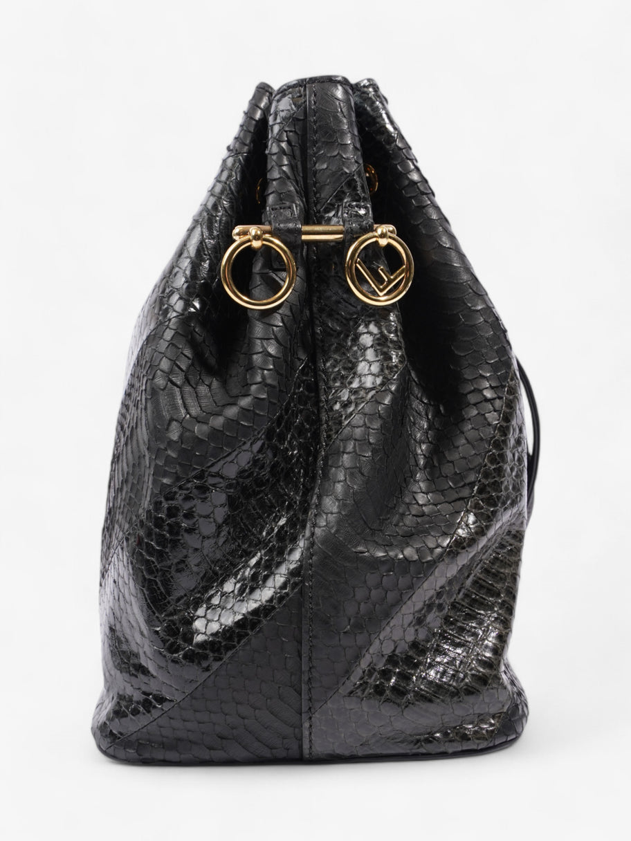 Fendi Mon Tresor Bucket Bag Black Embossed Leather Image 5