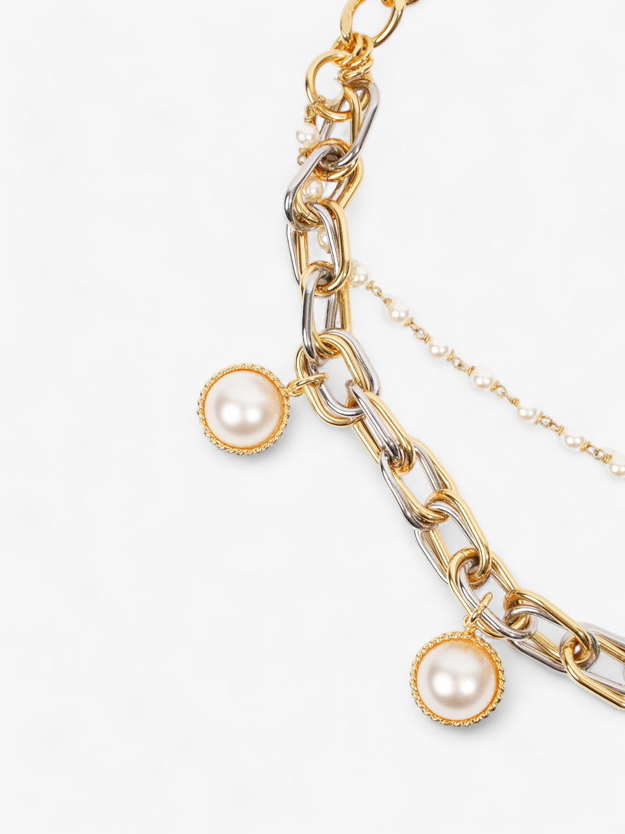 Dolce and Gabbana DG Pearl Chain Necklace Gold / Silver / Pearl Brass Image 3