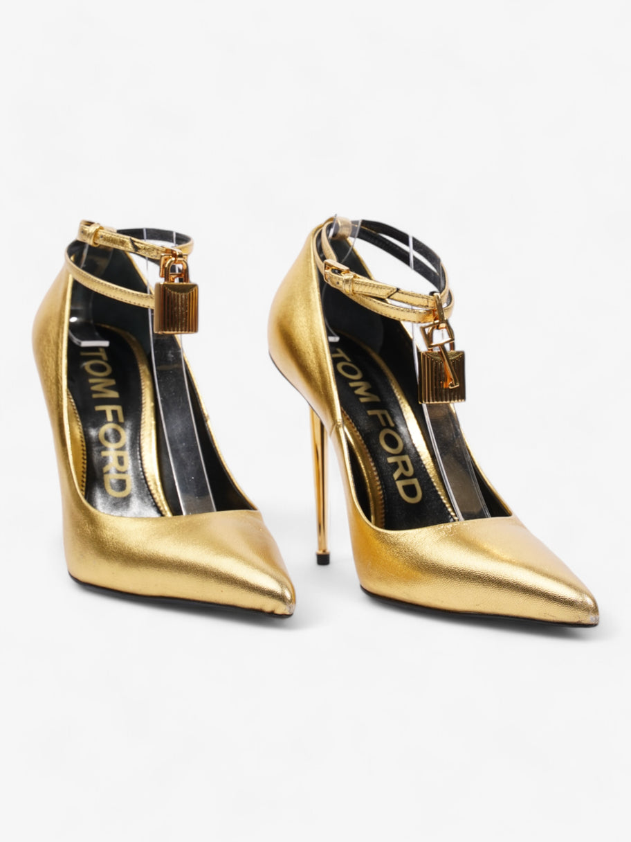 Tom Ford Padlock Heels 100 Gold Leather EU 38 UK 5 Image 2