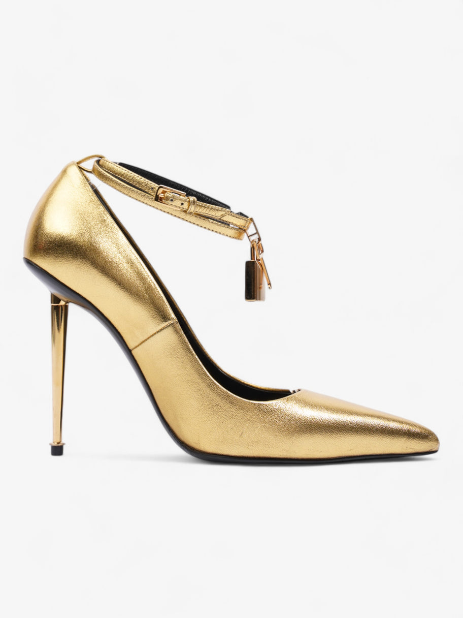 Tom Ford Padlock Heels 100 Gold Leather EU 38 UK 5 Image 4