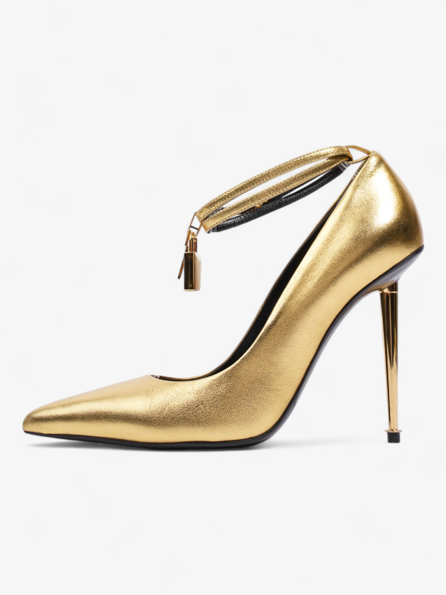 Tom Ford Padlock Heels 100 Gold Leather EU 38 UK 5 Image 5