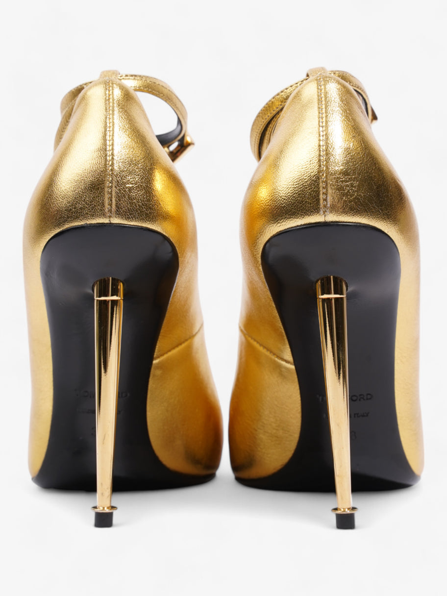 Tom Ford Padlock Heels 100 Gold Leather EU 38 UK 5 Image 7