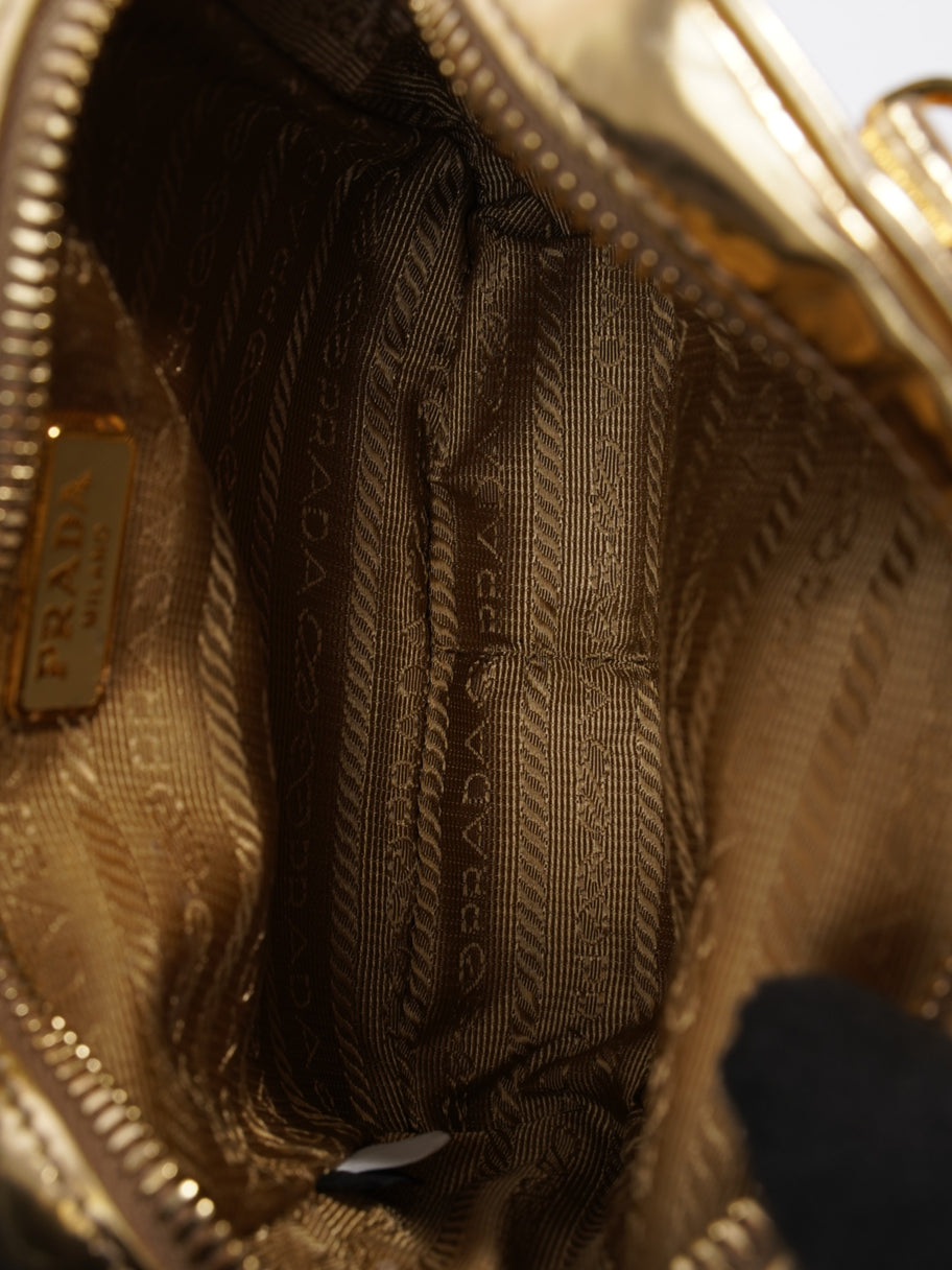 Prada Vitello Handbag Gold Leather Mini Image 9