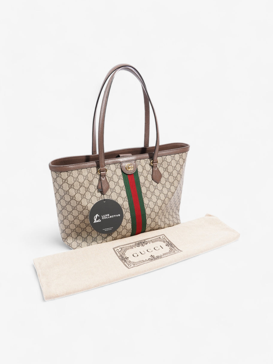 Gucci Ophidia GG Tote GG Supreme / Green / Red Canvas Medium Image 9