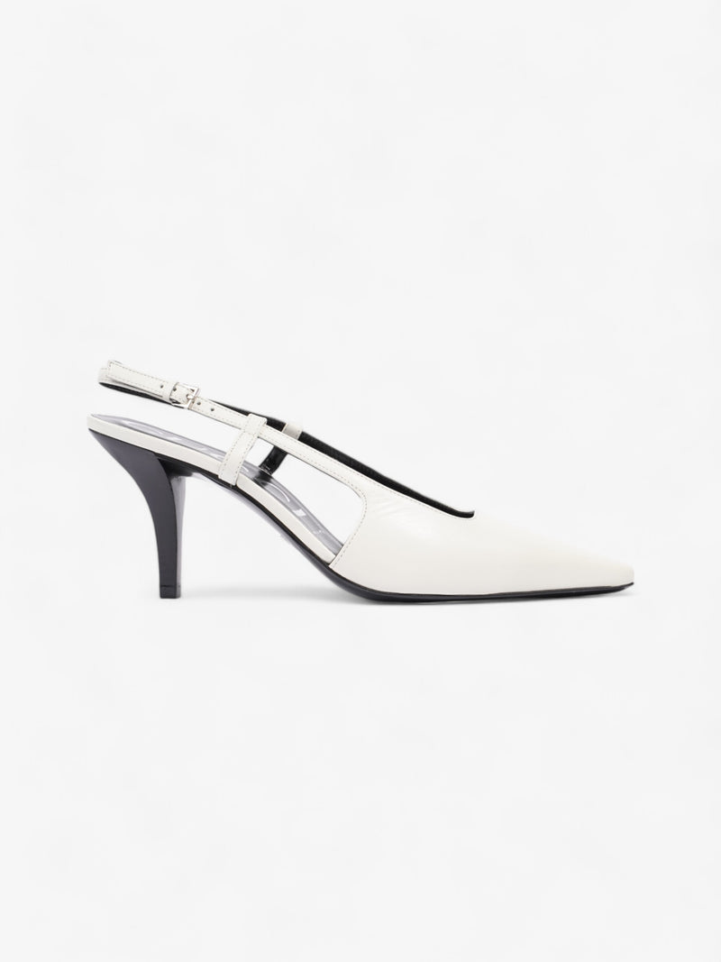  Gucci Slingback Pumps 75mm White / Black Leather EU 38 UK 5