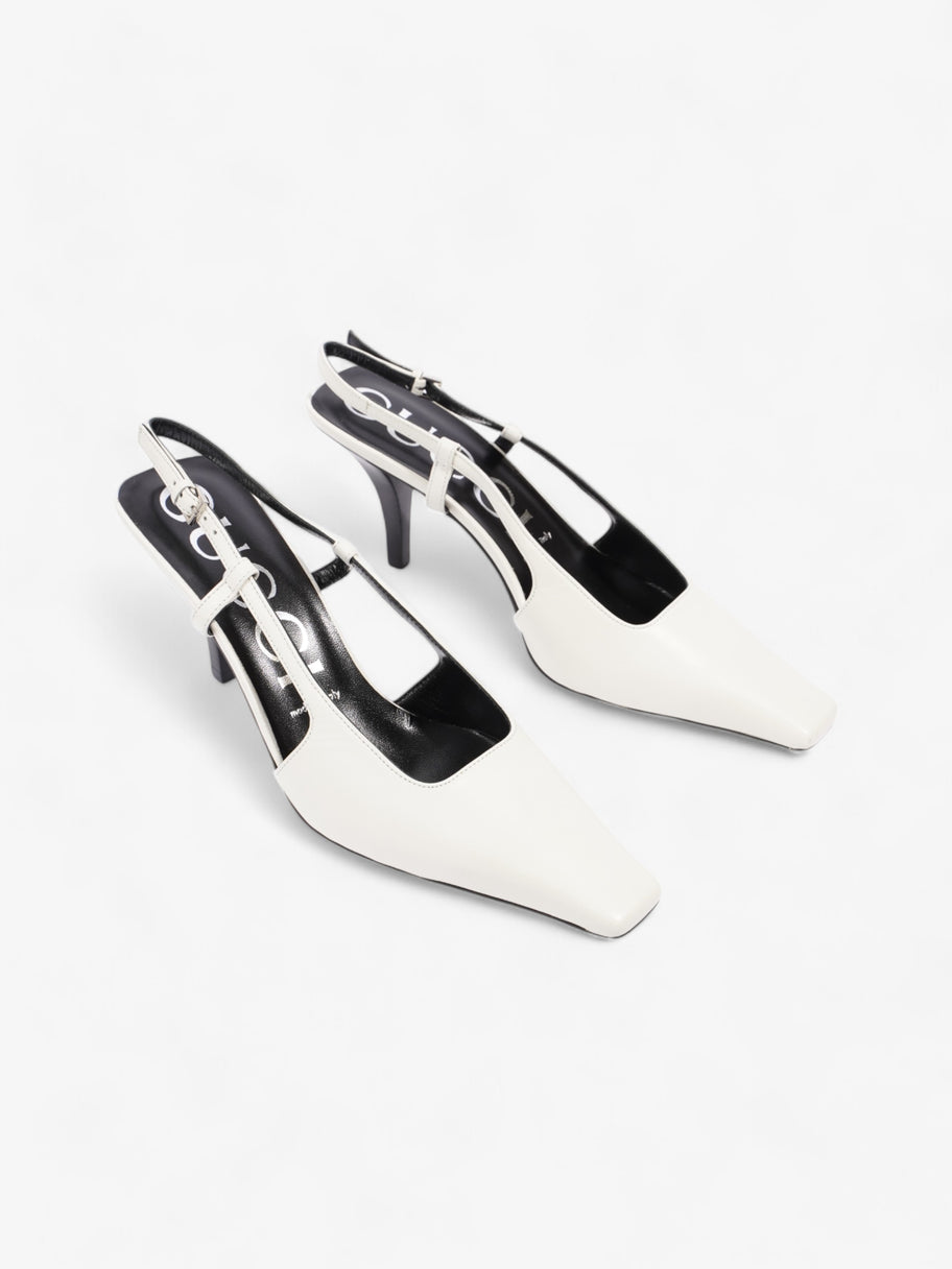 Gucci Slingback Pumps 75mm White / Black Leather EU 38 UK 5 Image 2