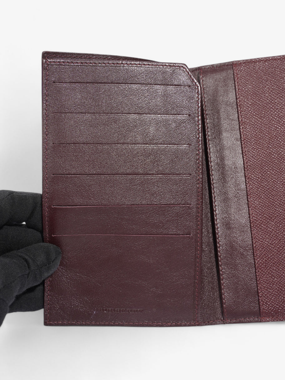 Burberry Bi-Fold Long Wallet Burgundy Leather Image 6