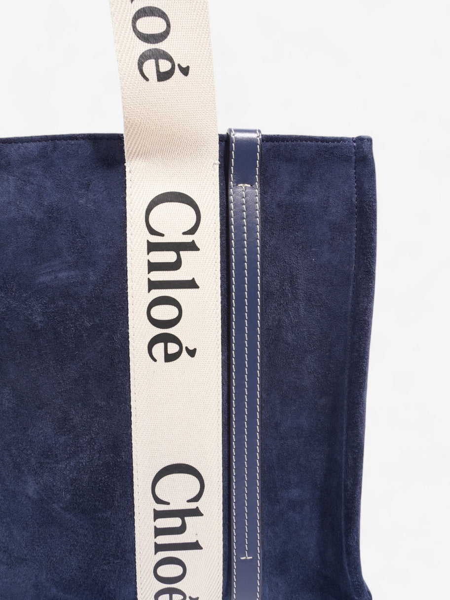 Chloe Woody Tote Navy / Cream Suede Medium Image 7