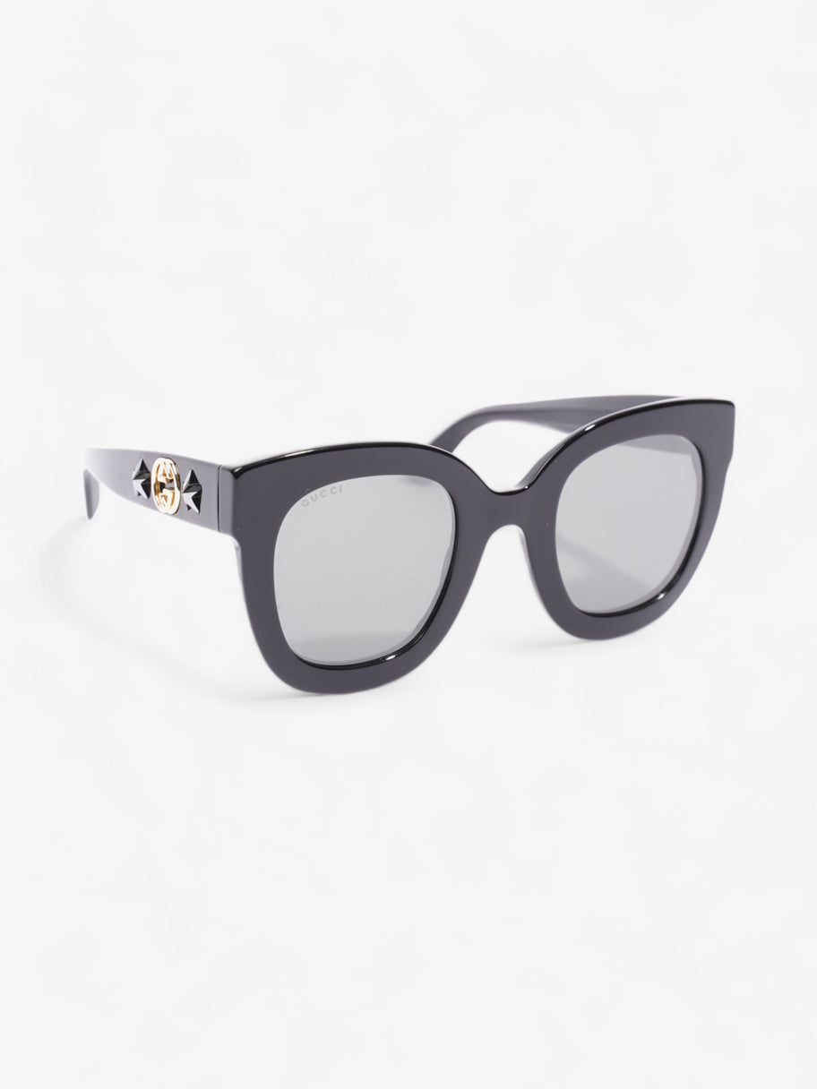 Gucci GG Star Detail Rounded Frame Sunglasses Black Acetate 140mm Image 5