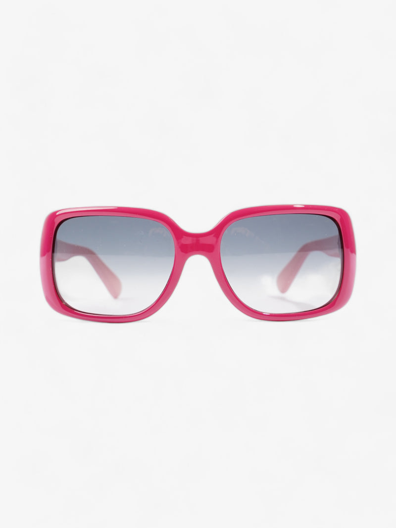  Rectangle-Frame Sunglasses  Fuschia / Light Pink Acetate 135mm