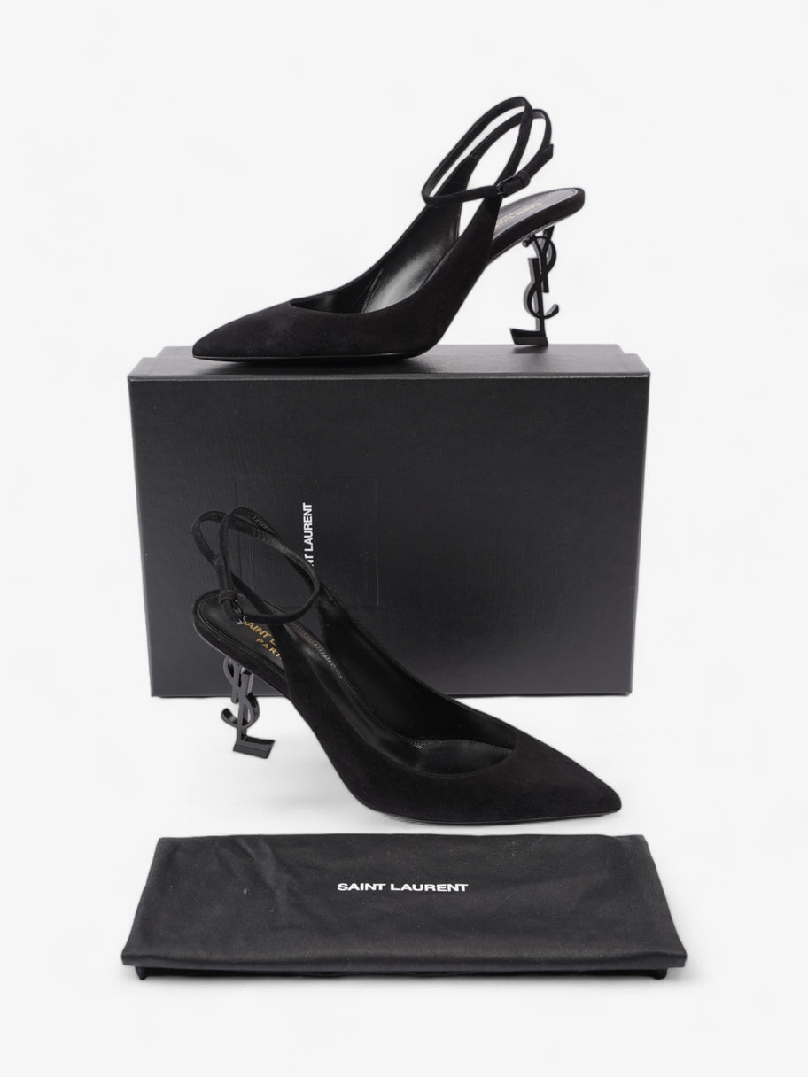 Saint Laurent Opyum Slingback Sandals 85 Black Suede EU 40 UK 7 Image 10