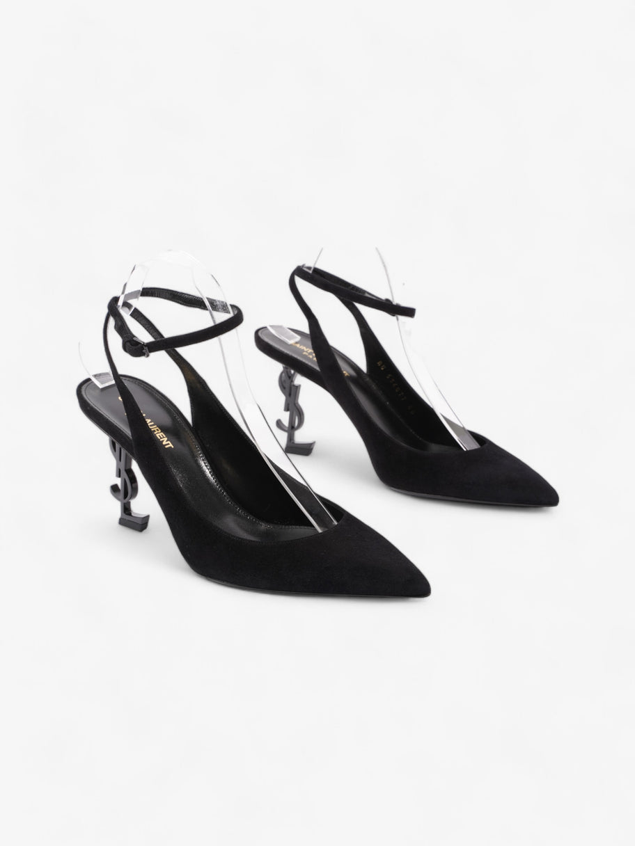 Saint Laurent Opyum Slingback Sandals 85 Black Suede EU 40 UK 7 Image 2