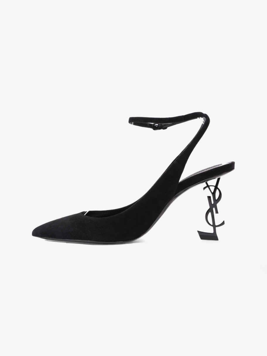 Saint Laurent Opyum Slingback Sandals 85 Black Suede EU 40 UK 7 Image 3