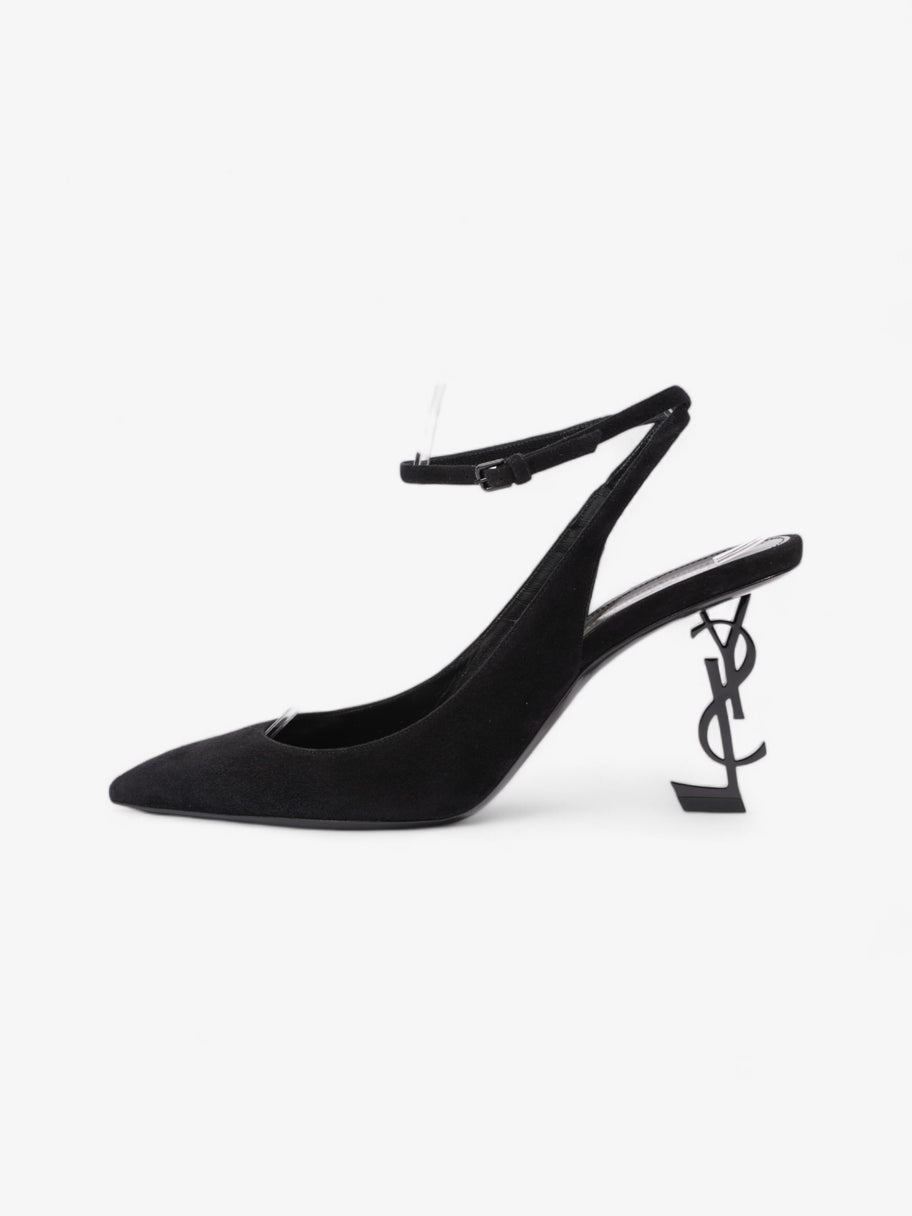 Saint Laurent Opyum Slingback Sandals 85 Black Suede EU 40 UK 7 Image 5